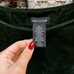 Lord & Taylor Green Velvet Top